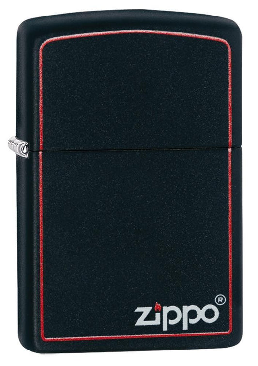 Zippo Black Matte with Red Border Pocket Lighter Zippo