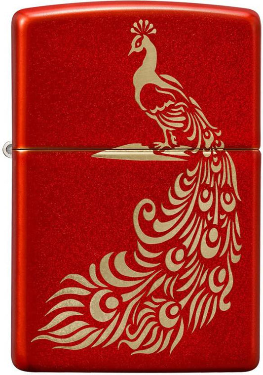 Zippo Metallic Red Peacock Zippo
