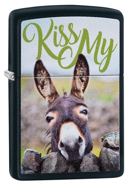Zippo Kiss My Donkey Black Matte Pocket Lighter Zippo