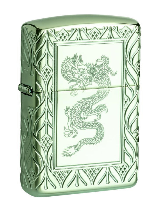 Zippo Armor High Polish Green Elegant Dragon Zippo