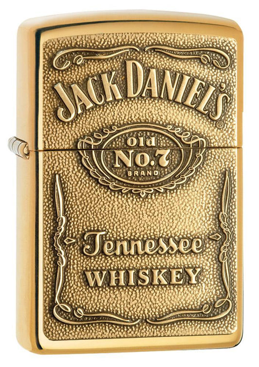 Zippo Jack Daniel's Tennessee Whiskey High Polish Brass Emblem Pocket Lighter Zippo