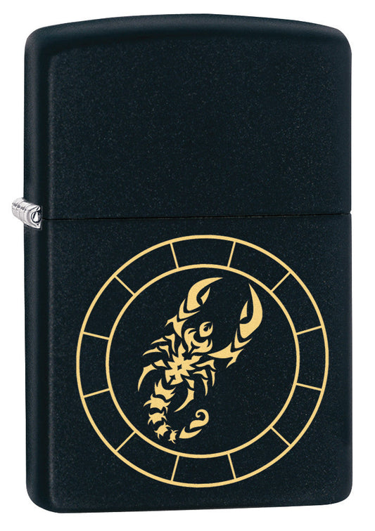 Zippo Scorpio Zodiac Sign Black Matte Pocket Lighter Zippo