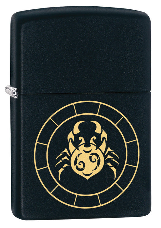 Zippo Cancer Zodiac Sign Black Matte Pocket Lighter Zippo