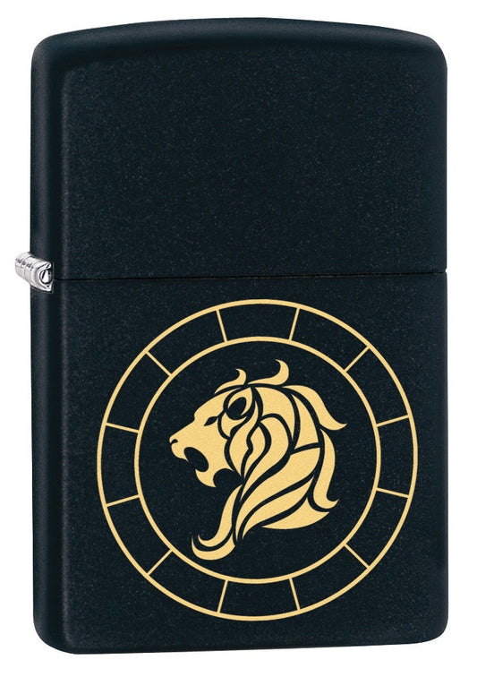 Zippo Leo Zodiac Sign Black Matte Pocket Lighter Zippo