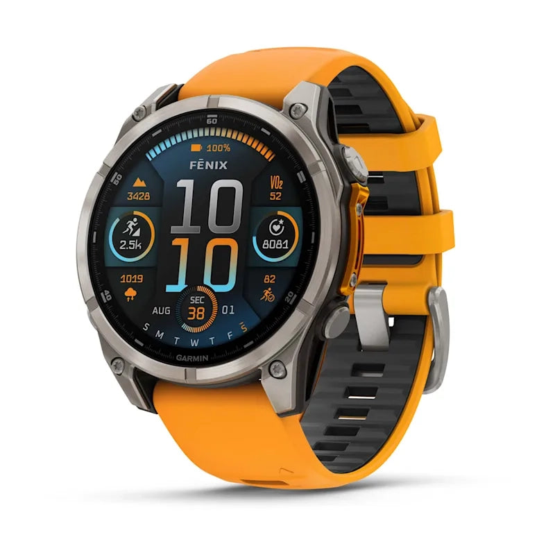 Garmin fenix® 8 – 47 mm, AMOLED Sapphire, Titanium with Spark orange/graphite silicone band GARMIN