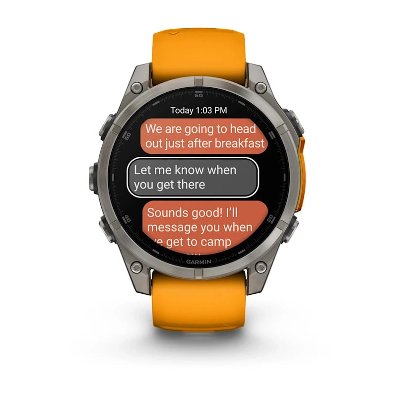 Garmin fenix® 8 – 47 mm, AMOLED Sapphire, Titanium with Spark orange/graphite silicone band GARMIN