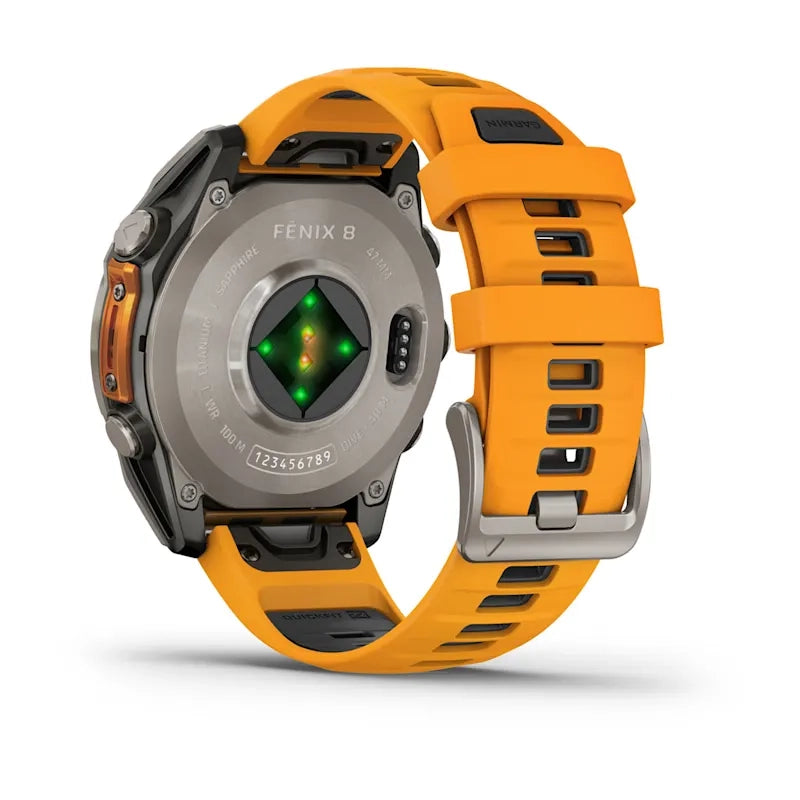 Garmin fenix® 8 – 47 mm, AMOLED Sapphire, Titanium with Spark orange/graphite silicone band GARMIN