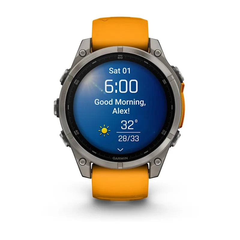 Garmin fenix® 8 – 47 mm, AMOLED Sapphire, Titanium with Spark orange/graphite silicone band GARMIN
