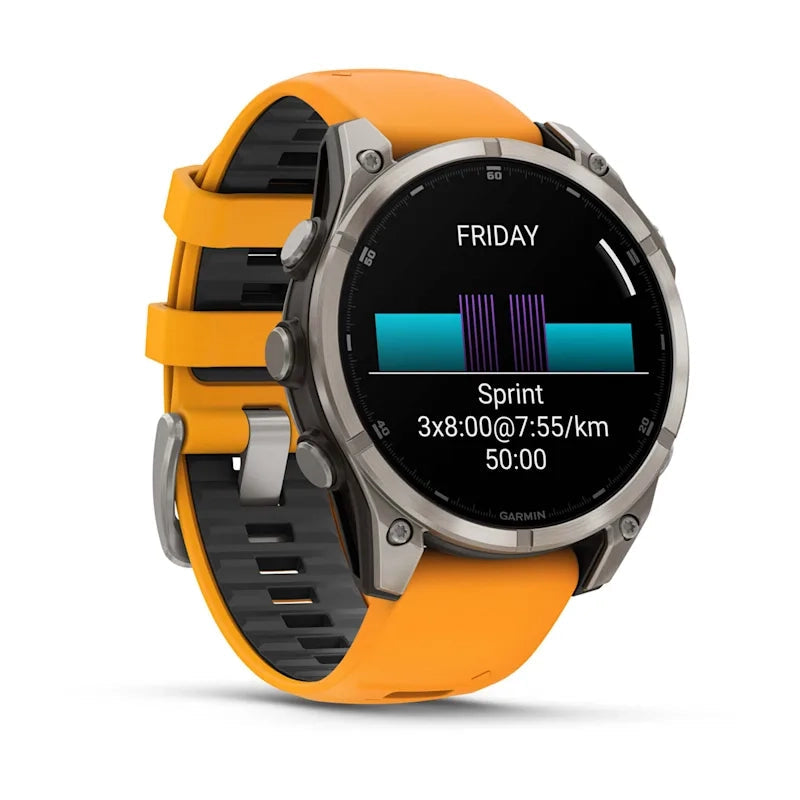Garmin fenix® 8 – 47 mm, AMOLED Sapphire, Titanium with Spark orange/graphite silicone band GARMIN