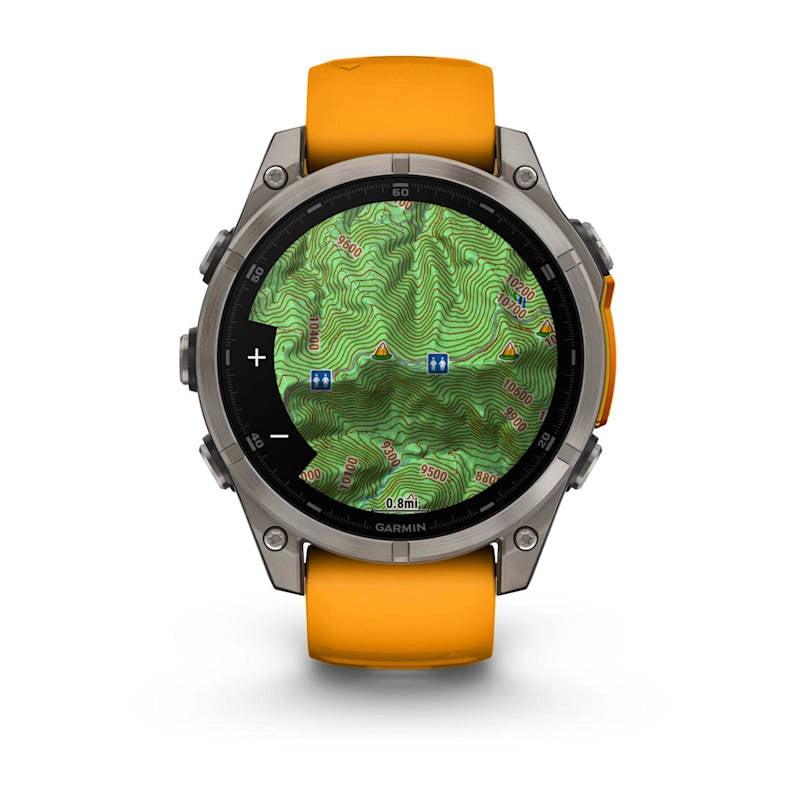 Garmin fenix® 8 – 47 mm, AMOLED Sapphire, Titanium with Spark orange/graphite silicone band GARMIN