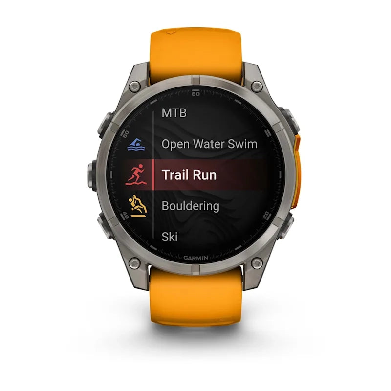 Garmin fenix® 8 – 47 mm, AMOLED Sapphire, Titanium with Spark orange/graphite silicone band GARMIN