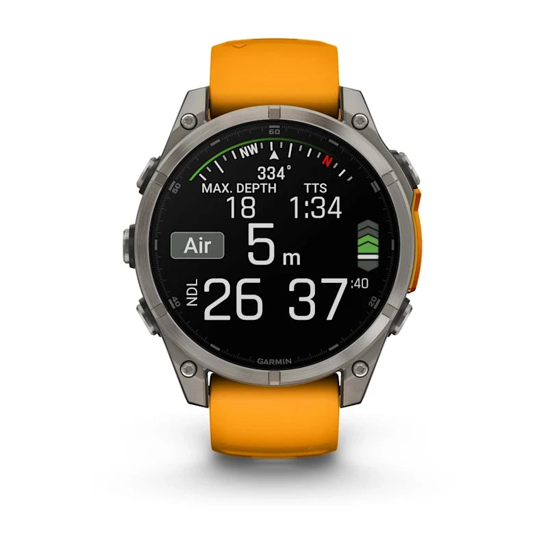 Garmin fenix® 8 – 47 mm, AMOLED Sapphire, Titanium with Spark orange/graphite silicone band GARMIN