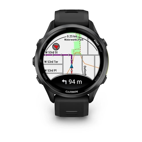 Garmin Forerunner® 970 Carbon Grey DLC Titanium with Black Case and Black/Translucent Whitestone Band GARMIN