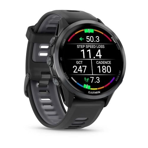 Garmin Forerunner® 970 Carbon Grey DLC Titanium with Black Case and Black/Translucent Whitestone Band GARMIN