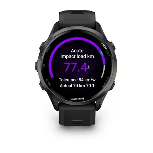 Garmin Forerunner® 970 Carbon Grey DLC Titanium with Black Case and Black/Translucent Whitestone Band GARMIN
