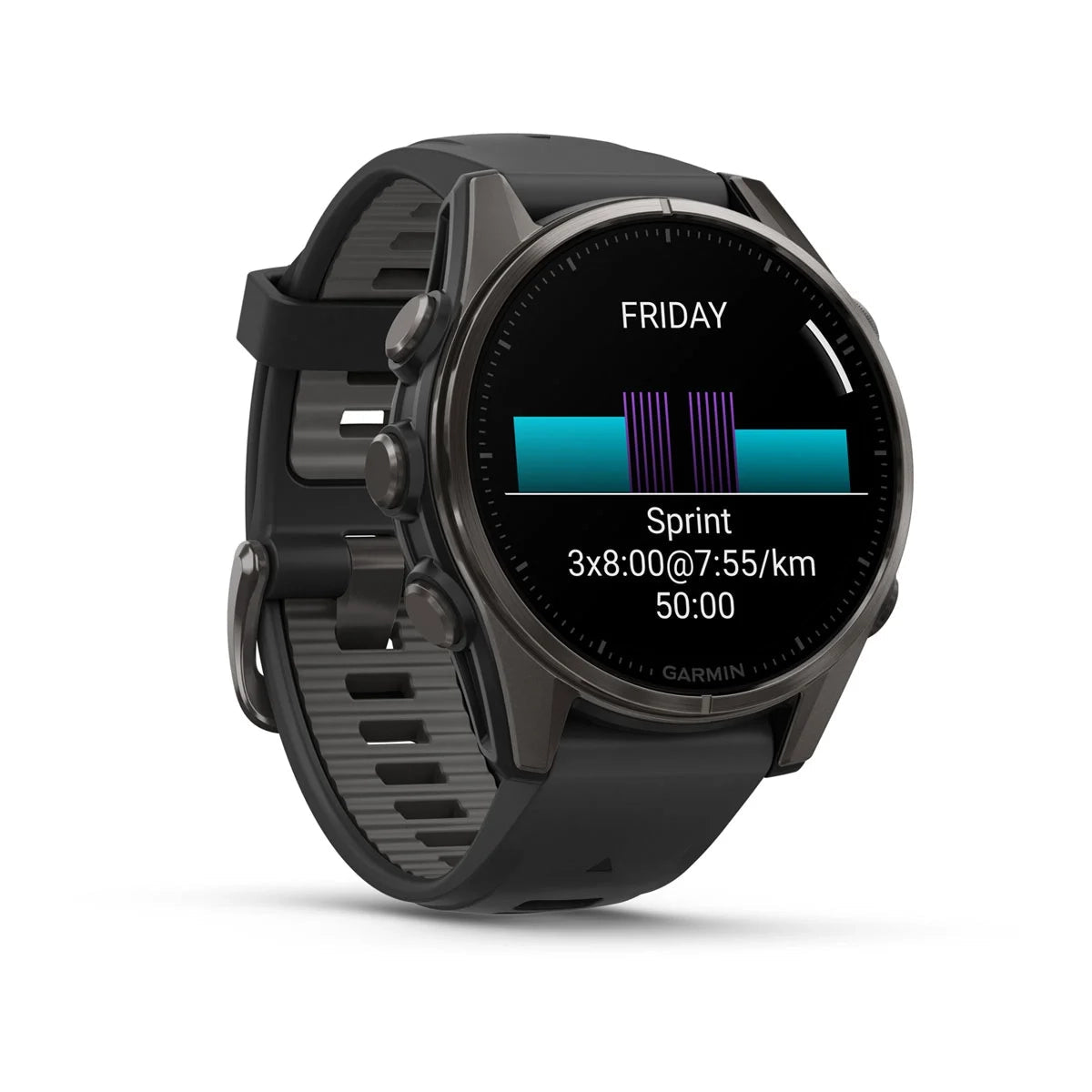 Garmin fenix® 8 – 43 mm, AMOLED Sapphire, Carbon grey DLC titanium with Black/pebble grey silicone band GARMIN
