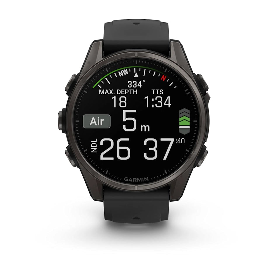 Garmin fenix® 8 – 43 mm, AMOLED Sapphire, Carbon grey DLC titanium with Black/pebble grey silicone band GARMIN