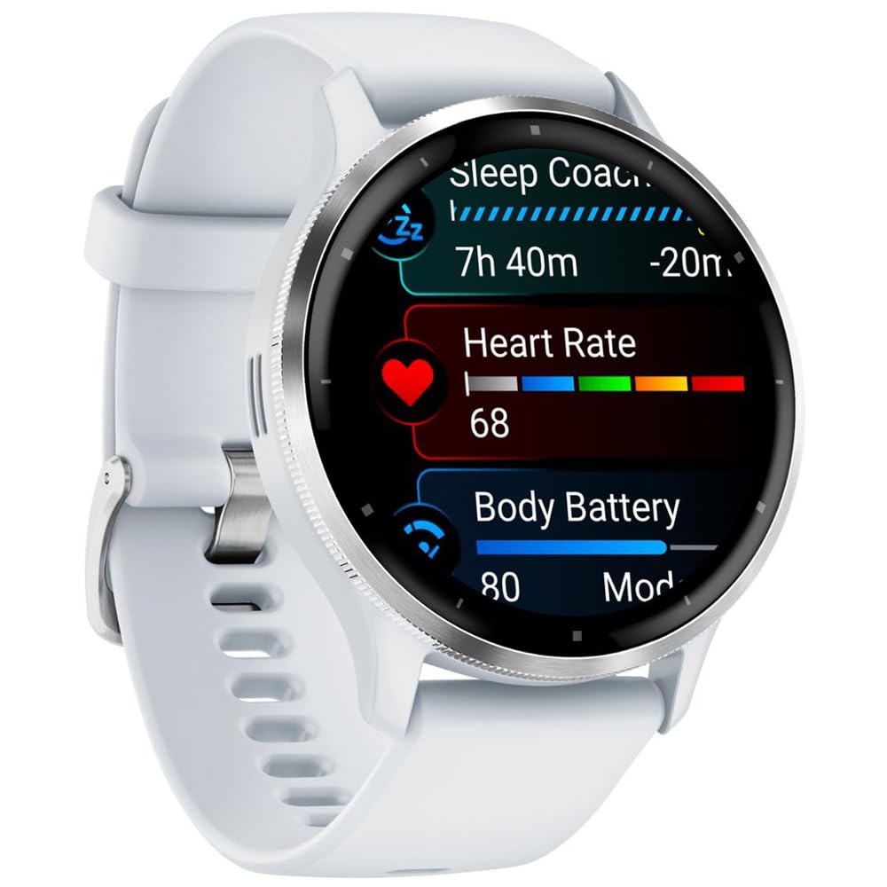 Garmin  Venu 3 Health Fitness GPS Smartwatch Silver Steel Bezel w/Whitestone Case (45mm) GARMIN
