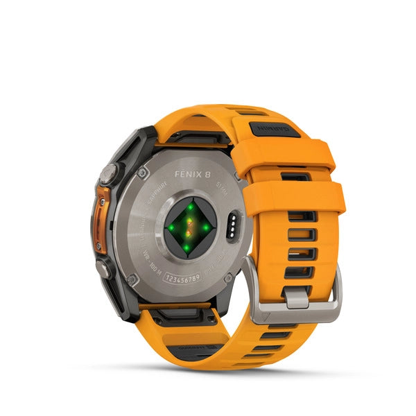 Garmin fenix® 8 – 51 mm, AMOLED Sapphire, Titanium with Spark orange/graphite silicone band GARMIN