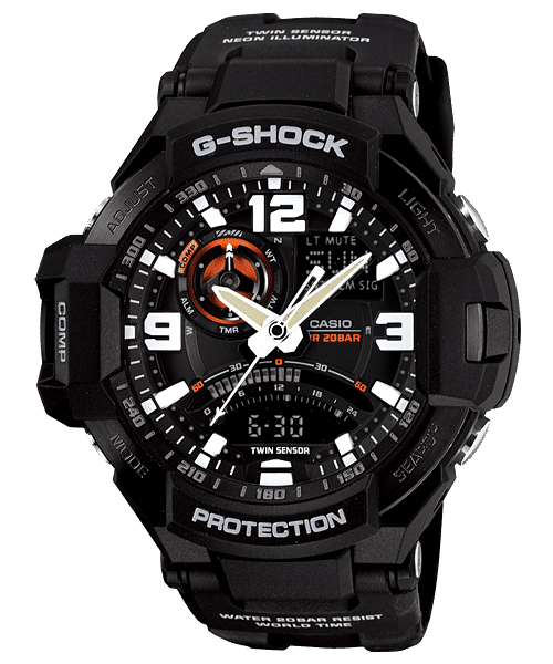 CASIO G-SHOCK GA-1000-1ADR BLACK ANA-DIGI DIAL BLACK RESIN STRAP MEN'S WATCH G435