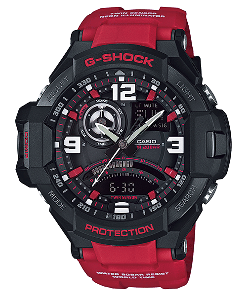 CASIO G-SHOCK GA-1000-4BDR BLACK-RED ANA-DIGI DIAL RED RESIN STRAP MEN'S WATCH G542