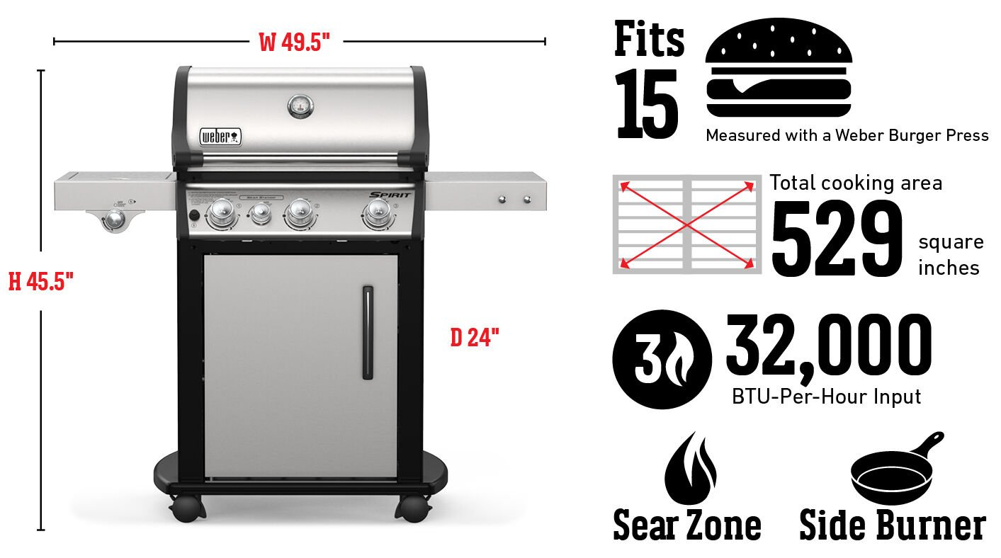 Weber Spirit SP-335 Gas Grill Stainless Steel Bhawar Store