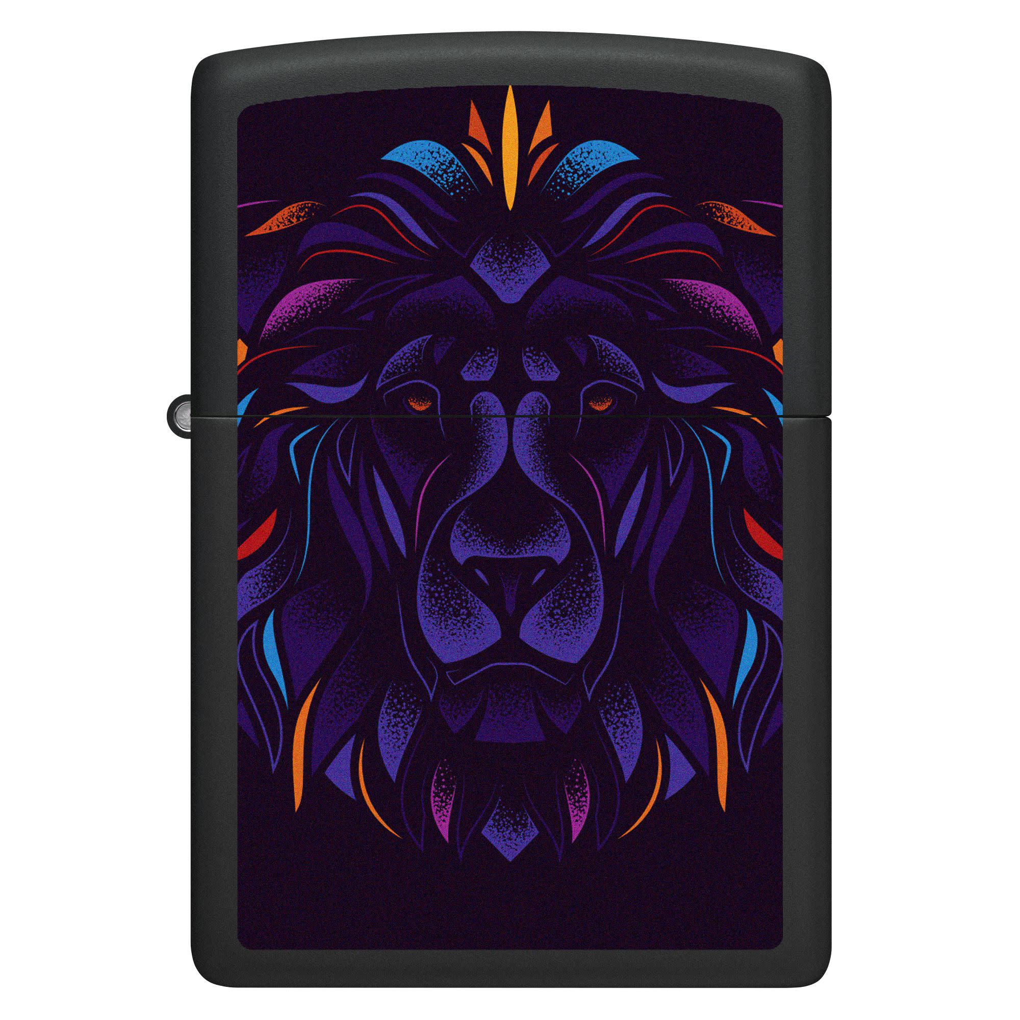 Front shot of Lion Design Windproof Lighter.