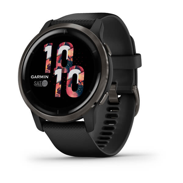 Garmin Venu 2 Slate Stainless Steel Bezel with Black Case and Silicone Band GARMIN