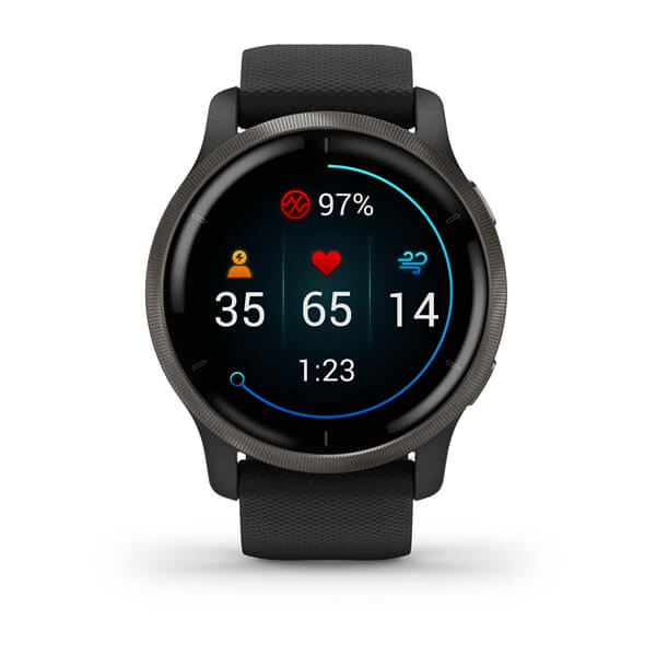 Garmin Venu 2 Slate Stainless Steel Bezel with Black Case and Silicone Band GARMIN