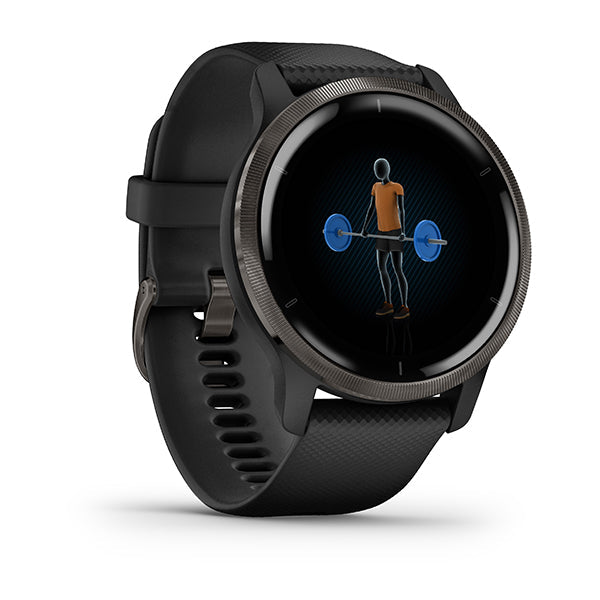 Garmin Venu 2 Slate Stainless Steel Bezel with Black Case and Silicone Band GARMIN