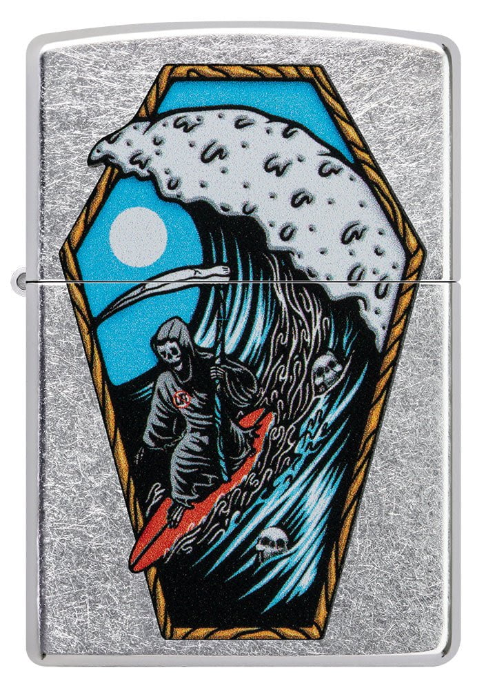 Front shot of Reaper Surfer Design Street Chrome?äó Windproof Lighter.