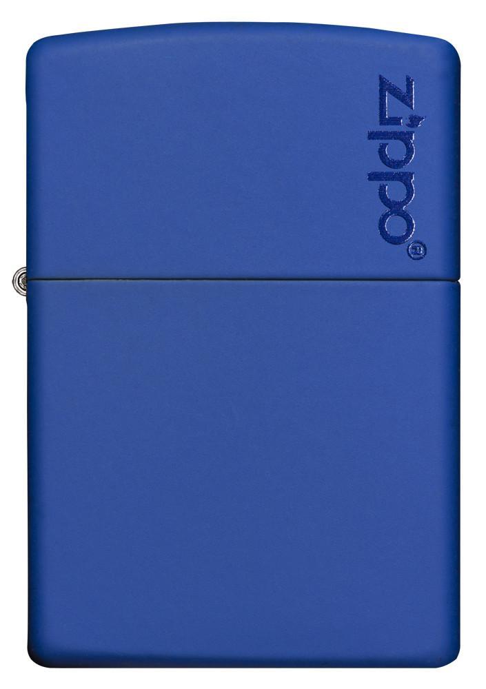 Zippo Royal Blue Matte Logo Pocket Lighter Zippo