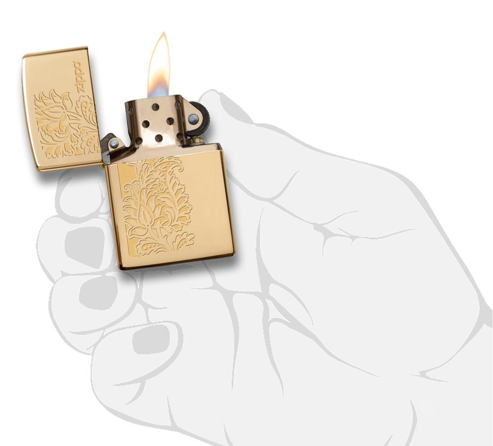Zippo Paisley High Polish Brass Pocket Lighter Zippo