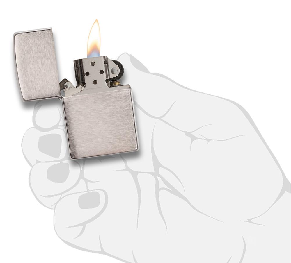 Armor?« Brushed Chrome Windproof Lighter lit in hand