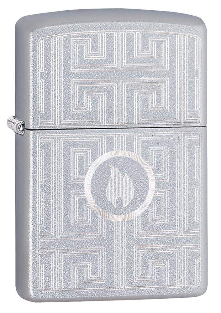 Zippo Labyrinth Design Satin Chrome Pocket Lighter Zippo