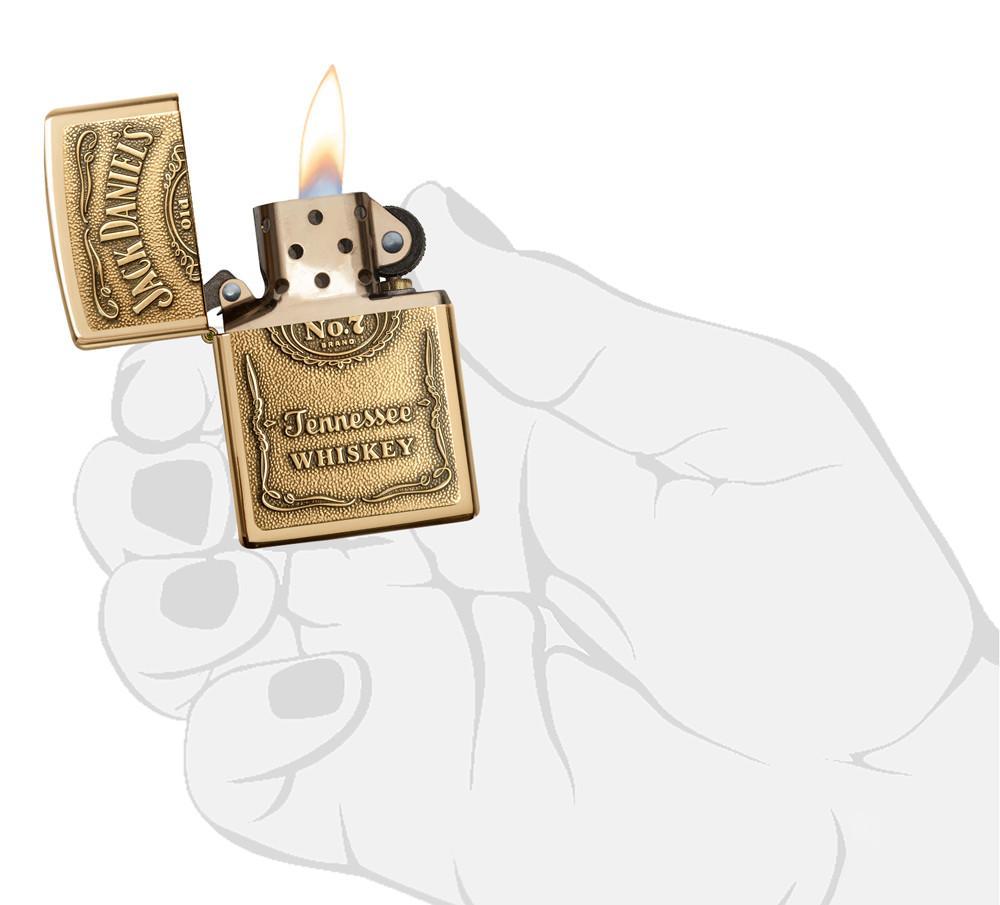 Zippo Jack Daniel's Tennessee Whiskey High Polish Brass Emblem Pocket Lighter Zippo