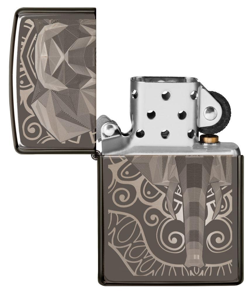 Elephant Fancy Fill Design Black Ice?« with its lid open and unlit