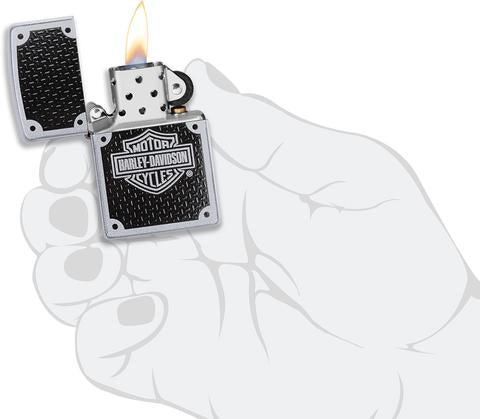 Zippo Harley-Davidson Carbon Fiber Satin Chrome Pocket Lighter - Bhawar Store