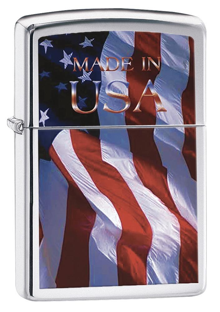 Zippo Made in USA Brushed Chrome Pocket Lighter Zippo