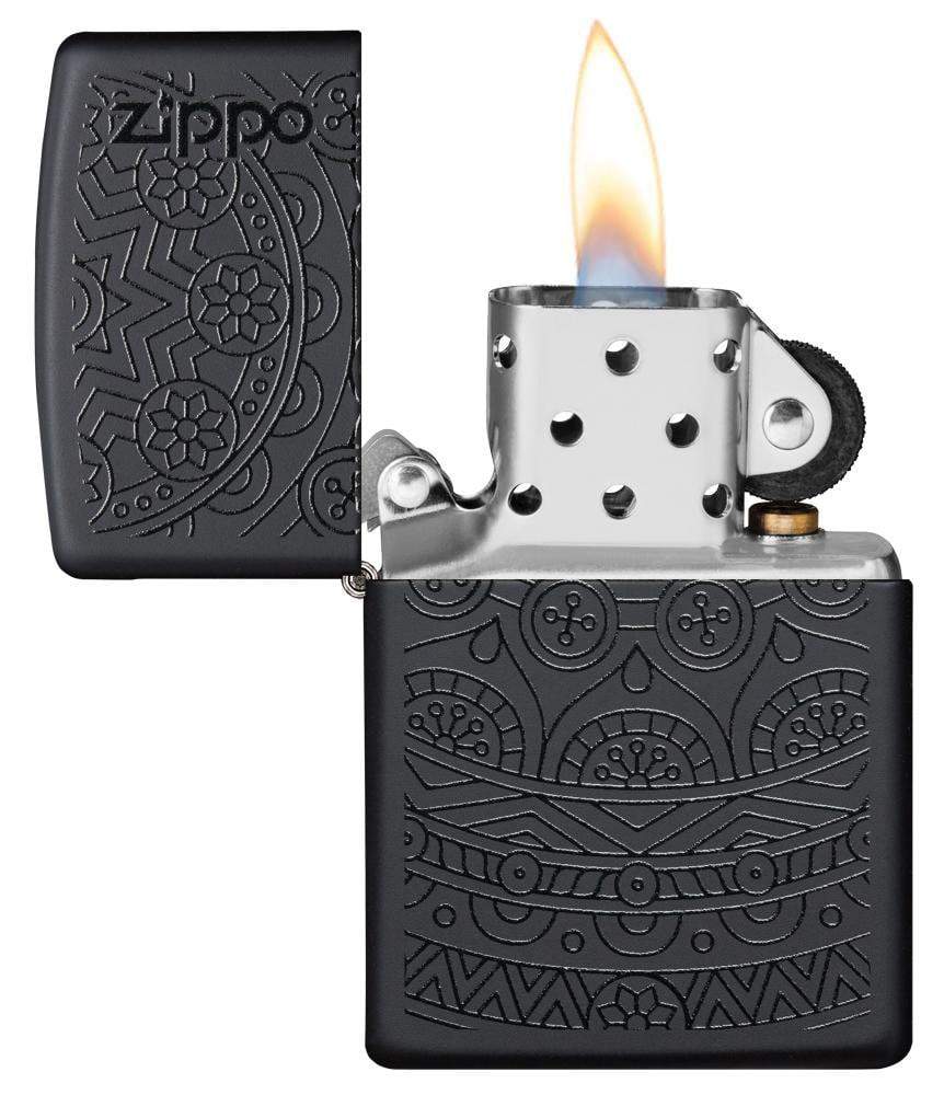 Zippo Tone on Tone Design Black Matte Pocket Lighter - Bhawar Store