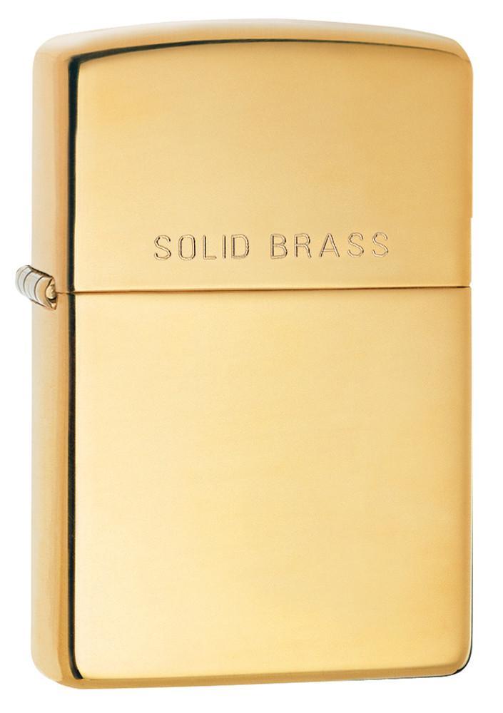 Zippo High Polish Brass with Solid Brass Engraved Pocket Lighter Zippo