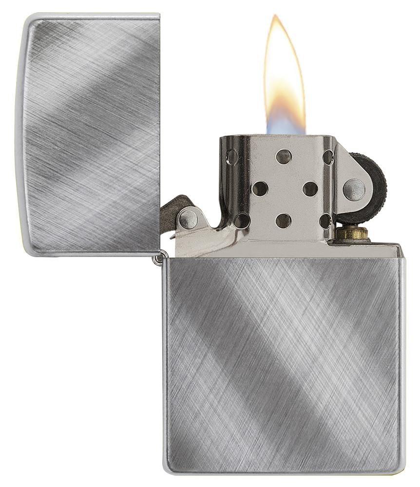 Zippo Diagonal Weave Brushed Chrome Pocket Lighter Zippo