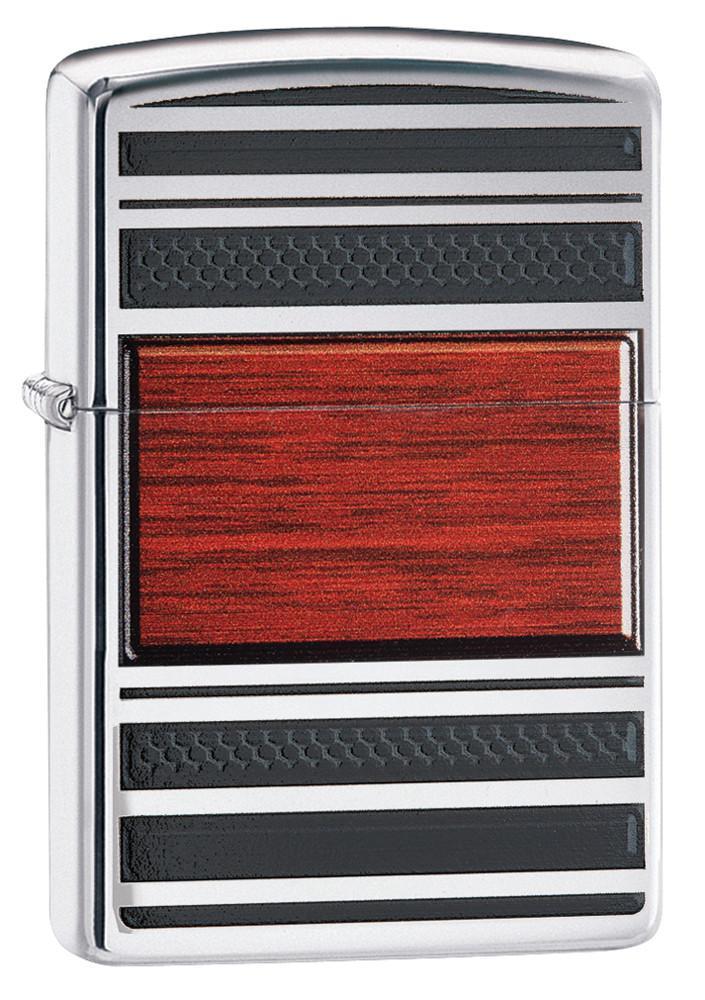 Zippo Wood Grain High Polish Chrome Pipe Pocket Lighter Zippo