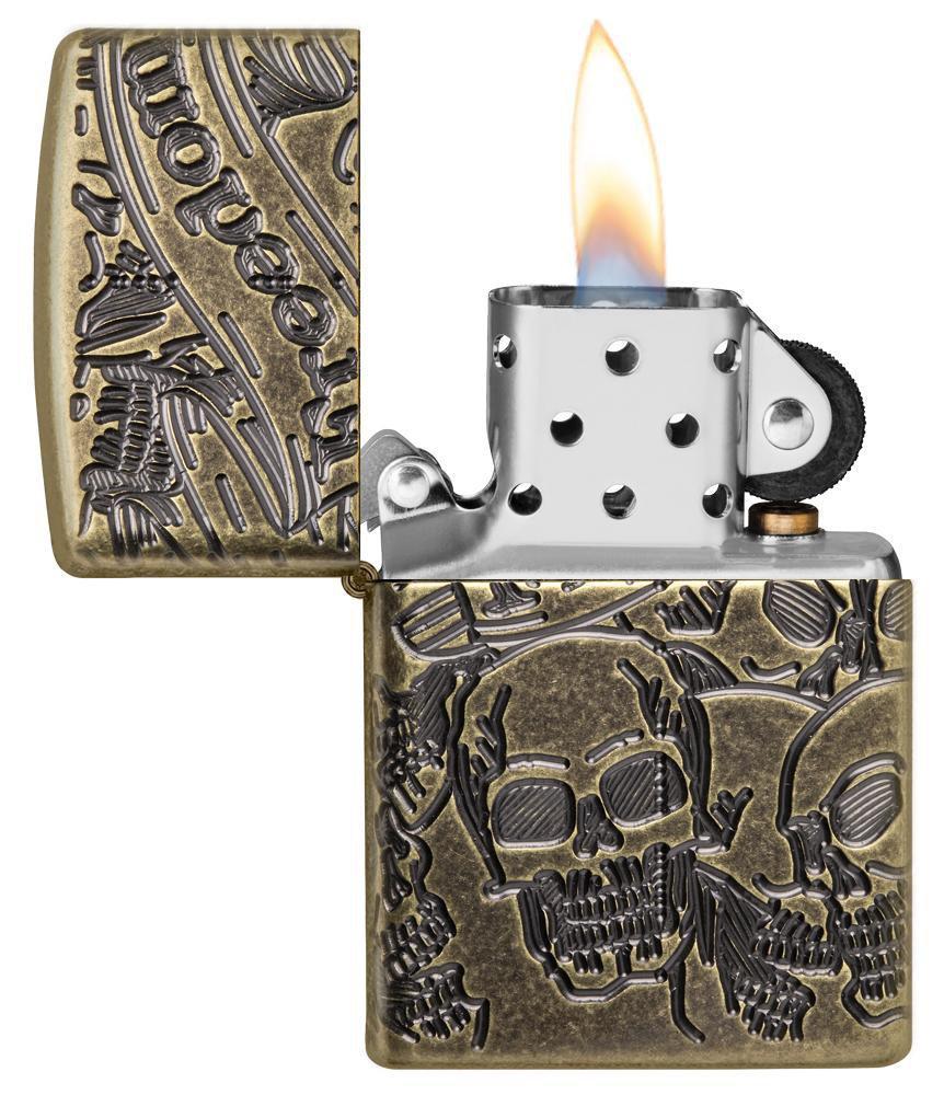 Zippo Armor Freedom Skull Antique Brass Zippo