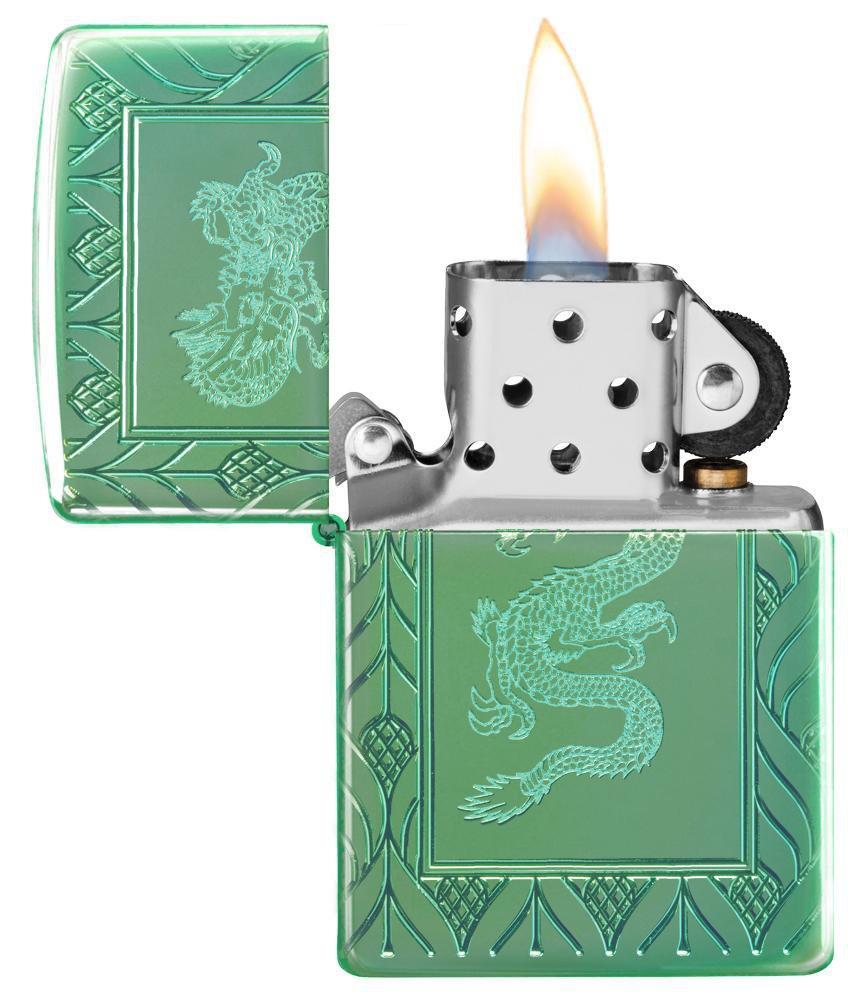 Zippo Armor High Polish Green Elegant Dragon Zippo