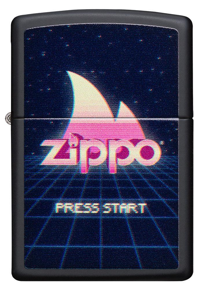 Front of Gaming Black Matte windproof lighter 