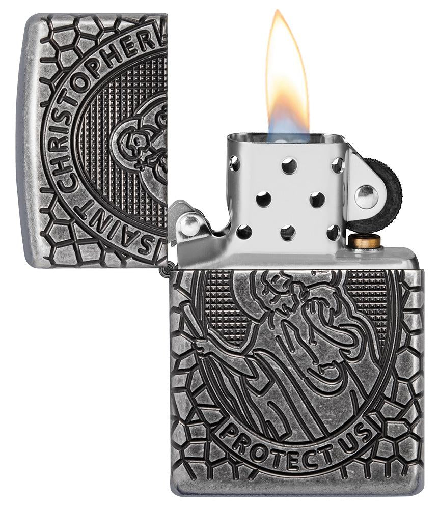 Zippo Armor St. Christopher Medal Design Zippo