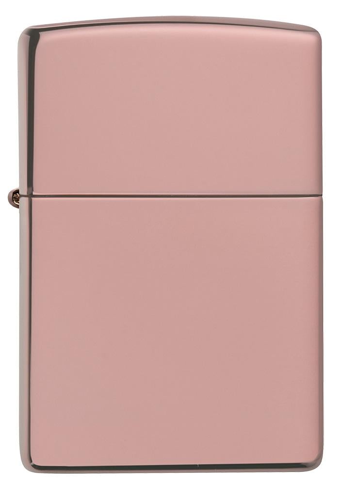 Front of High Polish Rose Gold windproof lighter 