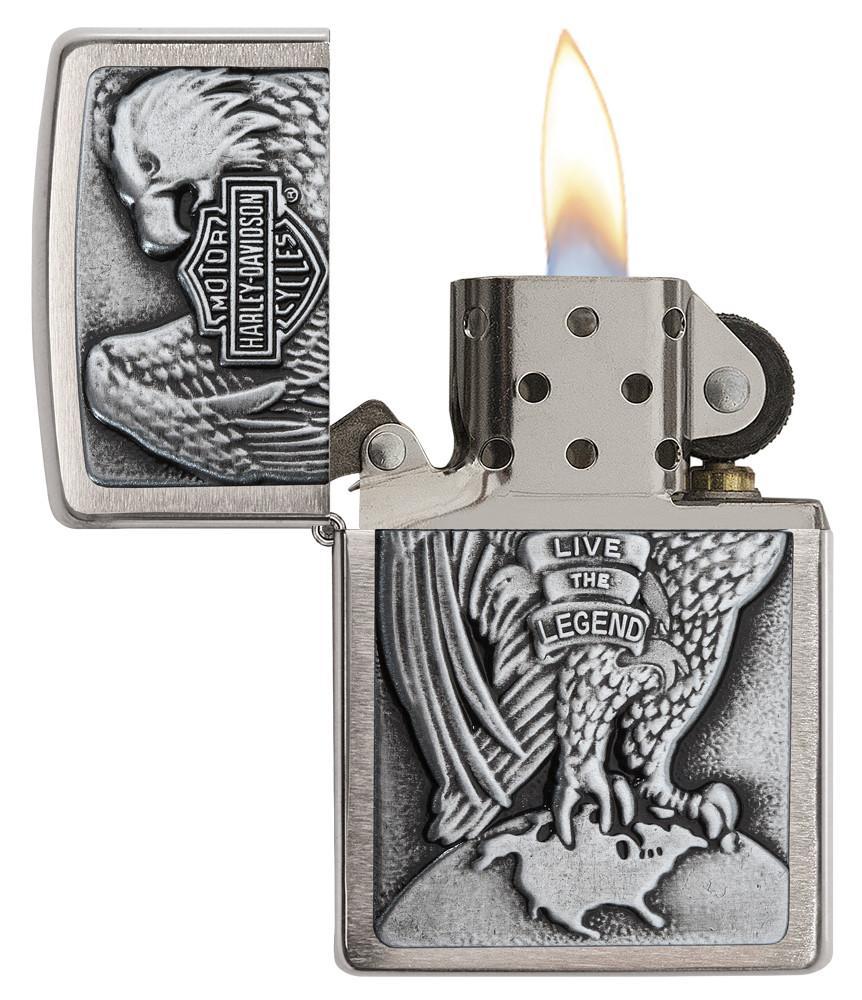 Zippo Harley-Davidson Full Faced Eagle High Polish Chrome Emblem Pocket Lighter Zippo