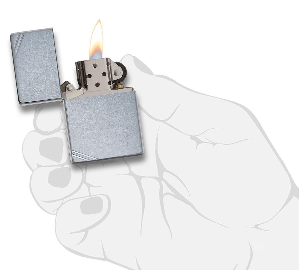 Zippo Vintage with Slashes Street Chrome Pocket Lighter Zippo